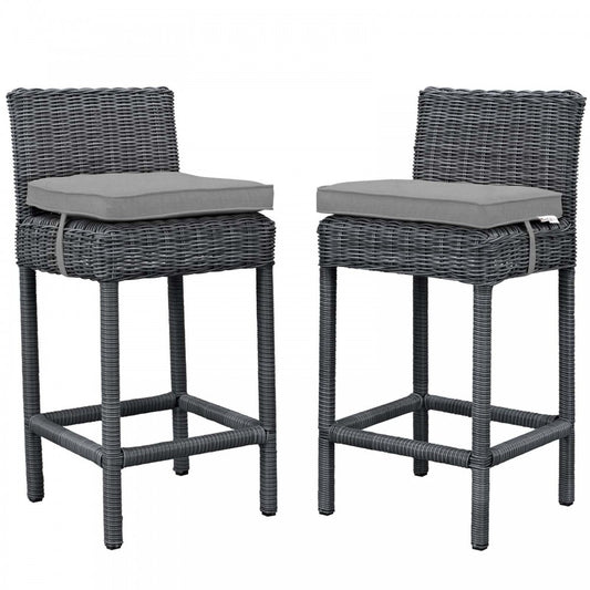 Summon 2 Piece Outdoor Patio Sunbrella Pub Set, Canvas Gray