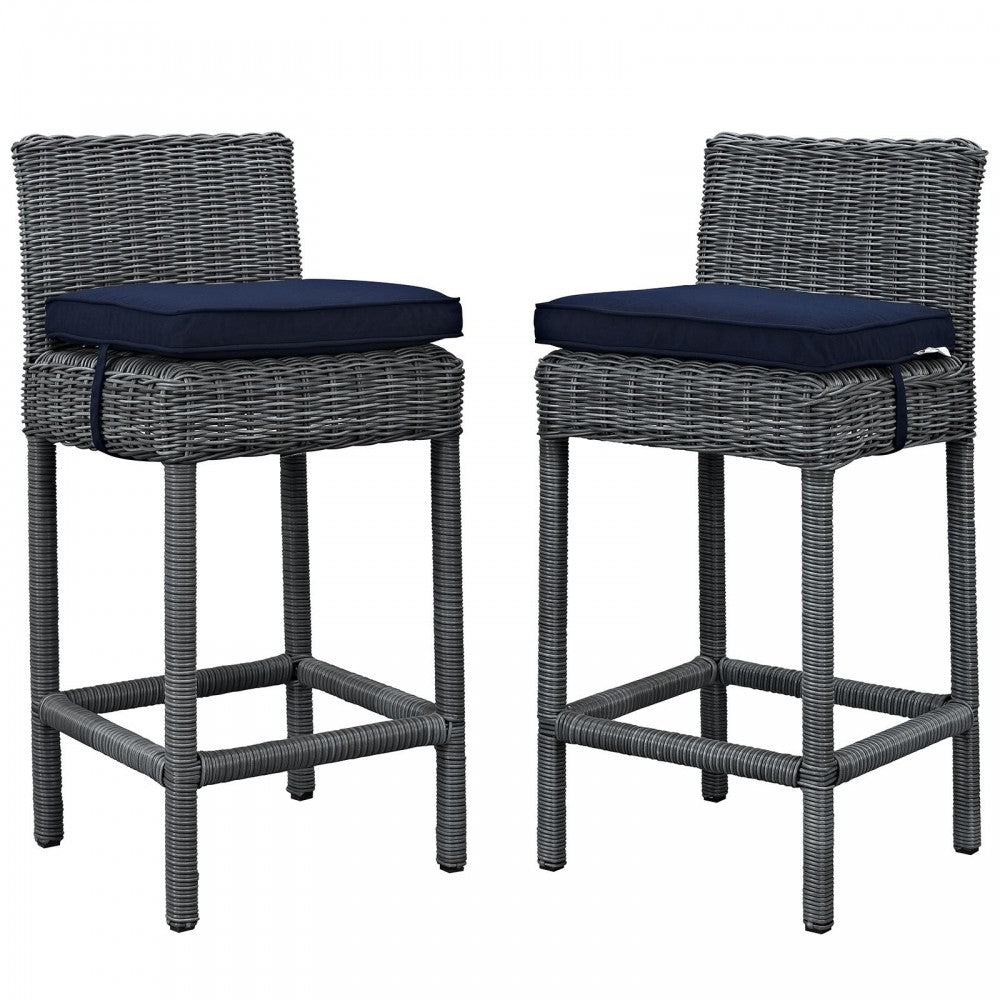 Summon 2 Piece Outdoor Patio Sunbrella Pub Set, Canvas Navy
