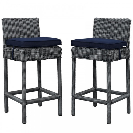 Summon 2 Piece Outdoor Patio Sunbrella Pub Set, Canvas Navy