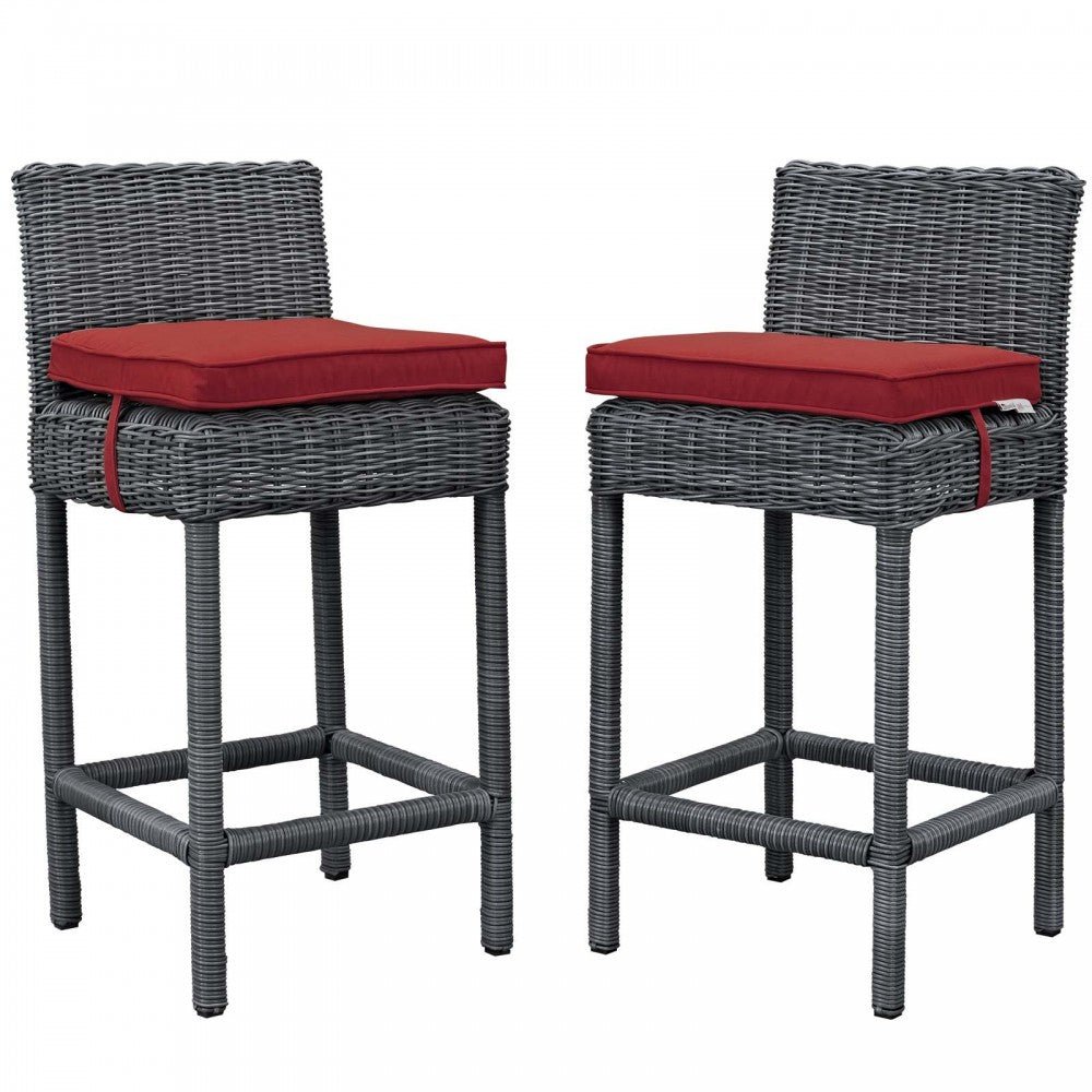 Summon 2 Piece Outdoor Patio Sunbrella Pub Set, Canvas Red