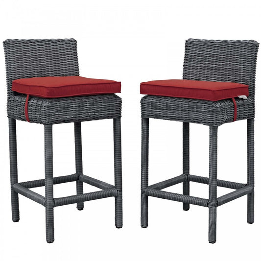 Summon 2 Piece Outdoor Patio Sunbrella Pub Set, Canvas Red