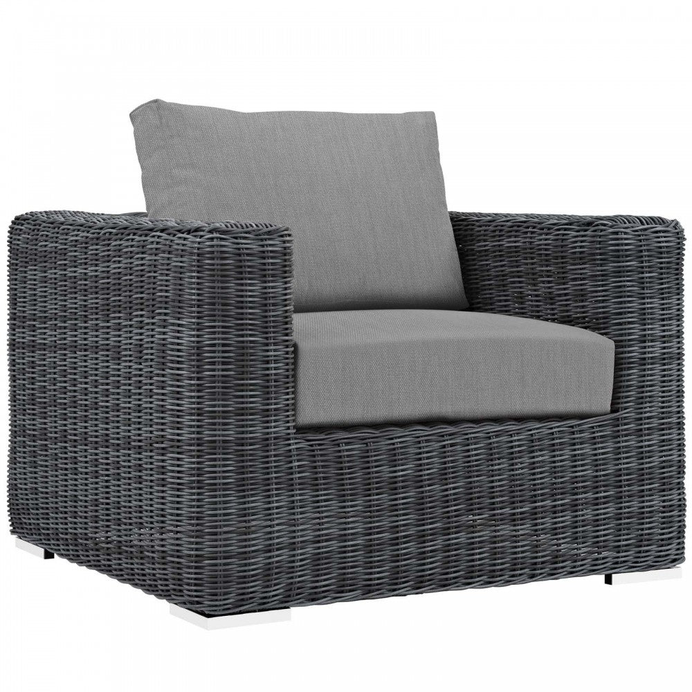 Summon 3 Piece Outdoor Patio Sunbrella Sectional Set, Canvas Gray, EEI-1905-GRY-GRY-SET