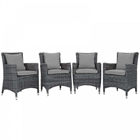 Summon 4 Piece Outdoor Patio Sunbrella Dining Set, Canvas Gray