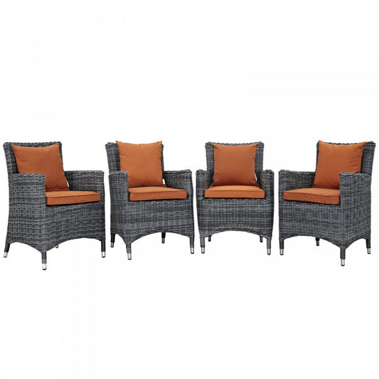 Summon 4 Piece Outdoor Patio Sunbrella Dining Set, Canvas Tuscan