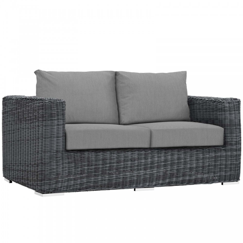 Summon 5 Piece Outdoor Patio Sunbrella Sectional Set, Canvas Gray, EEI-1893-GRY-GRY-SET