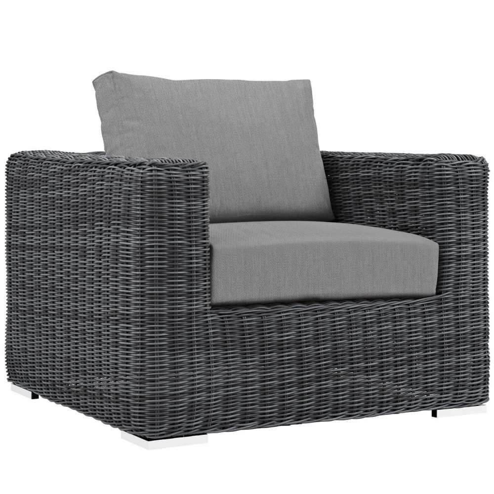 Summon 5 Piece Outdoor Patio Sunbrella Sectional Set, Canvas Gray, EEI-1893-GRY-GRY-SET