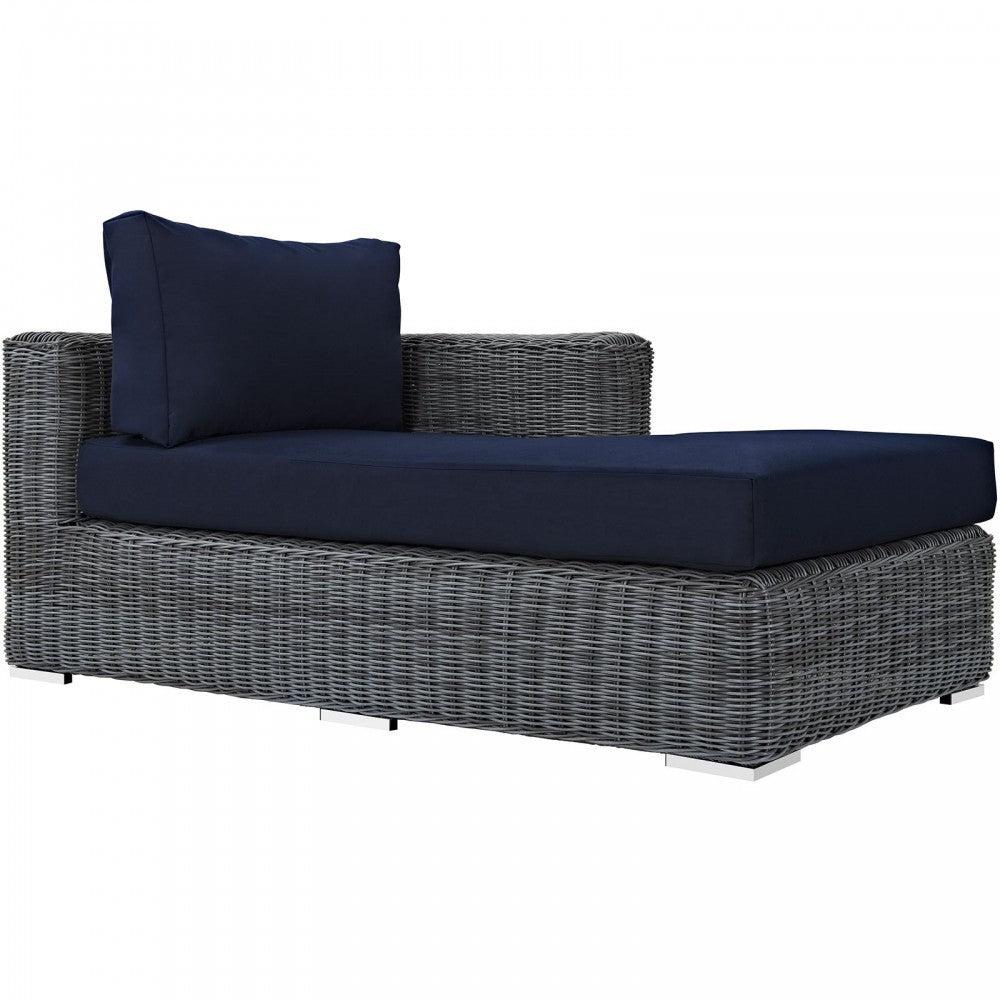 Summon 5 Piece Outdoor Patio Sunbrella Sectional Set, Canvas Navy, EEI-1900-GRY-NAV-SET