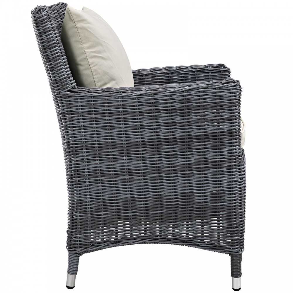 Summon 7 Piece Outdoor Patio Sunbrella Dining Set, Antique Canvas Beige