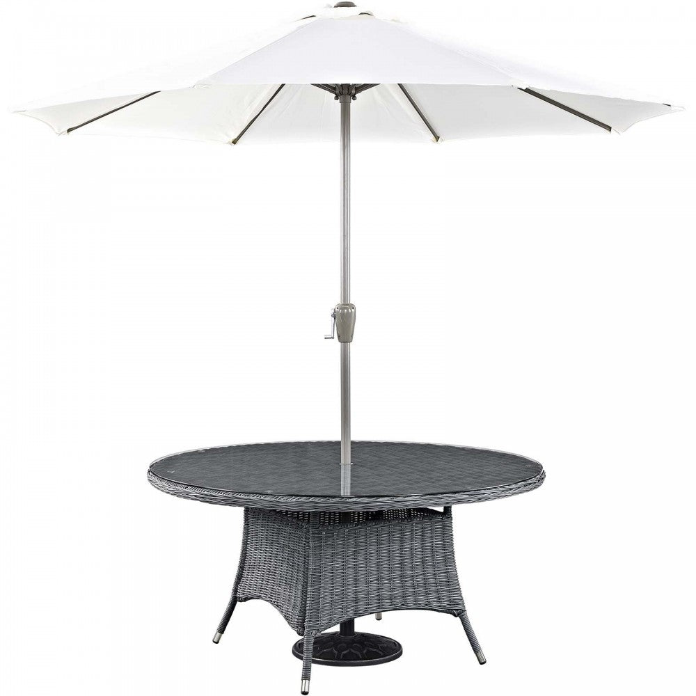 Summon 8 Piece Outdoor Patio Sunbrella Dining Set, Canvas Gray