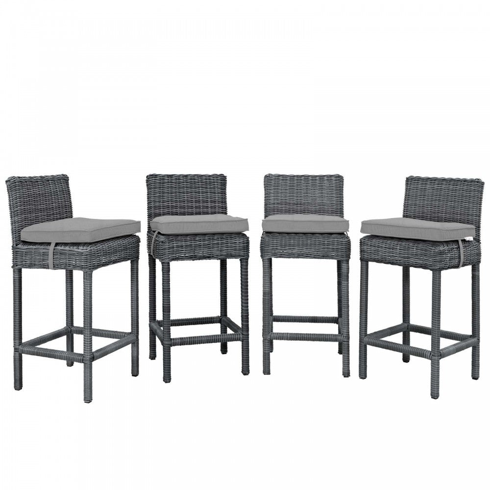 Summon Bar Stool Outdoor Patio Sunbrella Set of 4, Canvas Gray