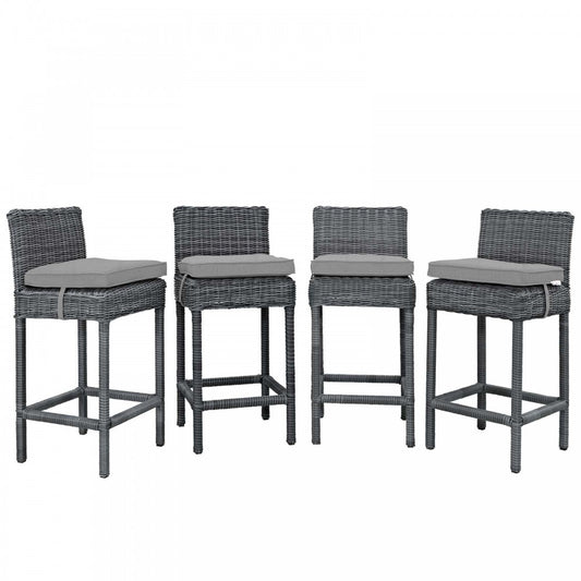 Summon Bar Stool Outdoor Patio Sunbrella Set of 4, Canvas Gray