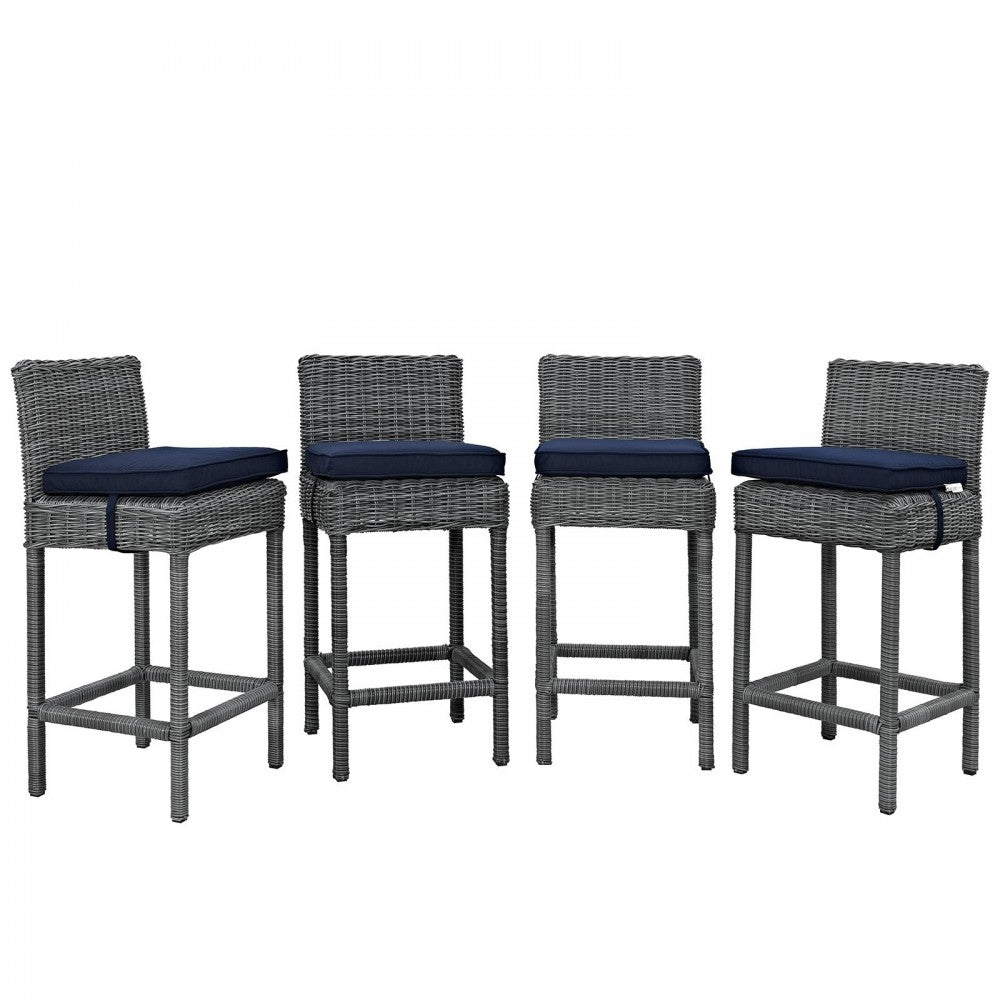 Summon Bar Stool Outdoor Patio Sunbrella Set of 4, Canvas Navy