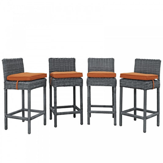 Summon Bar Stool Outdoor Patio Sunbrella Set of 4, Canvas Tuscan