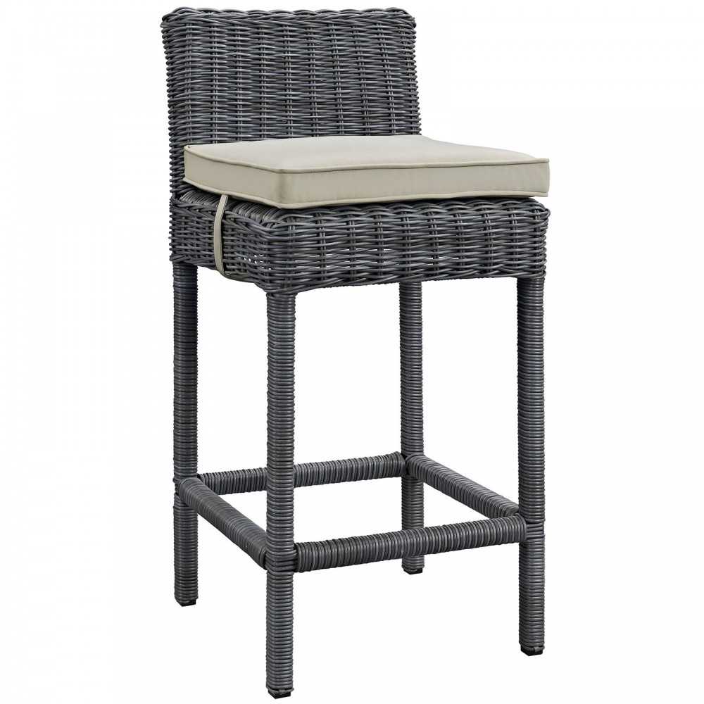 Summon Bar Stool Outdoor Patio Sunbrella Set of 4, Antique Canvas Beige