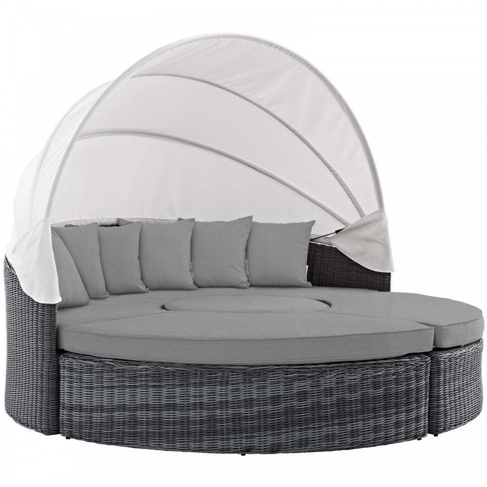 Summon Canopy Outdoor Patio Sunbrella Daybed, Canvas Gray