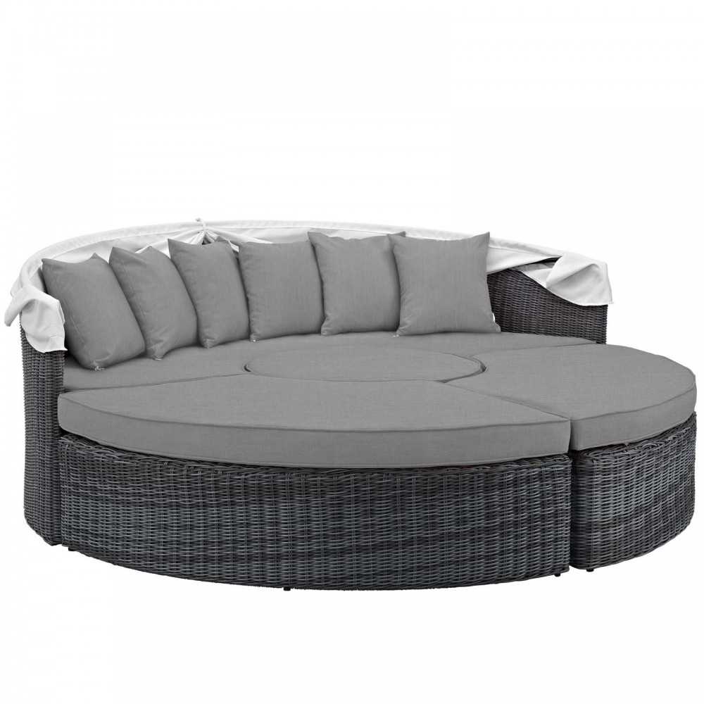 Summon Canopy Outdoor Patio Sunbrella Daybed, Canvas Gray