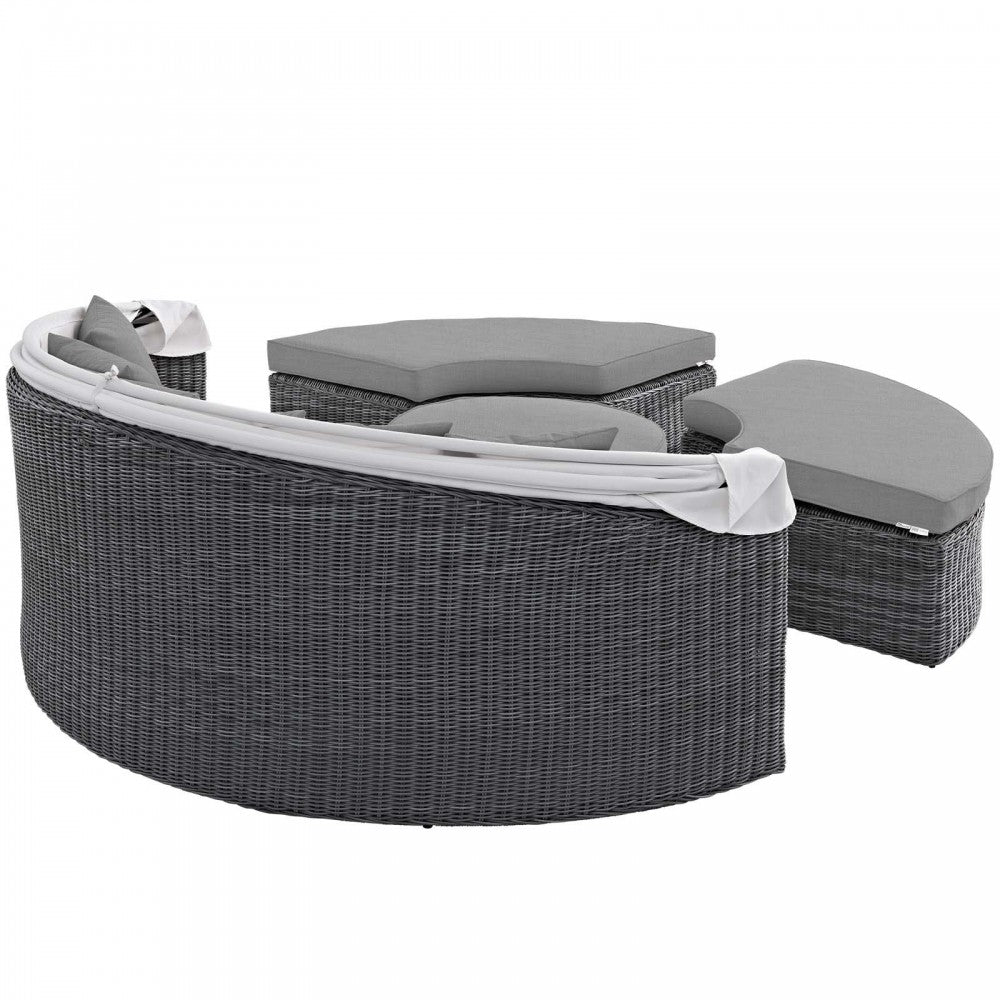Summon Canopy Outdoor Patio Sunbrella Daybed, Canvas Gray