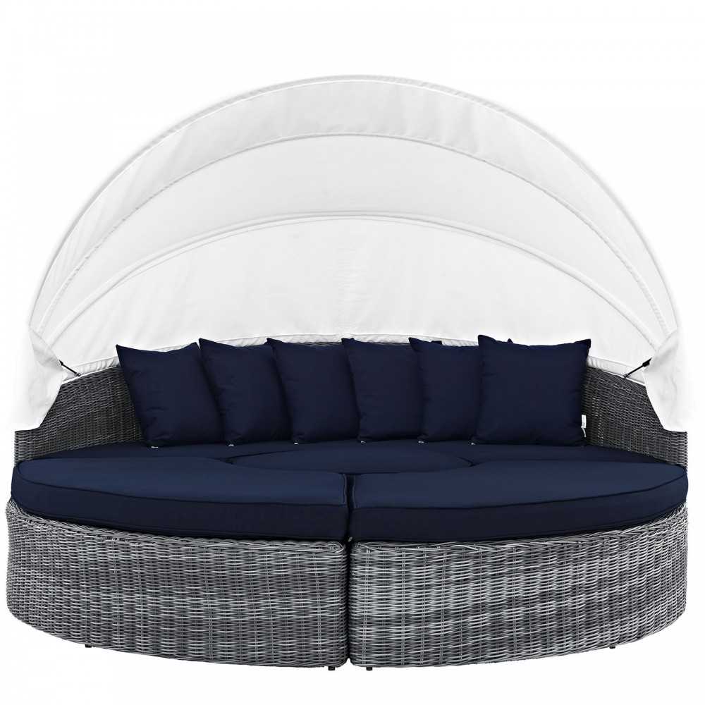 Summon Canopy Outdoor Patio Sunbrella Daybed, Canvas Navy