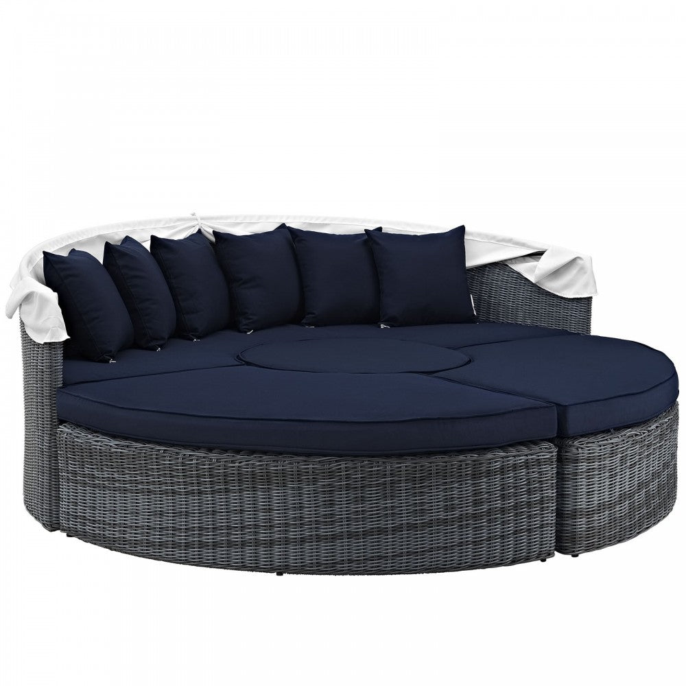 Summon Canopy Outdoor Patio Sunbrella Daybed, Canvas Navy