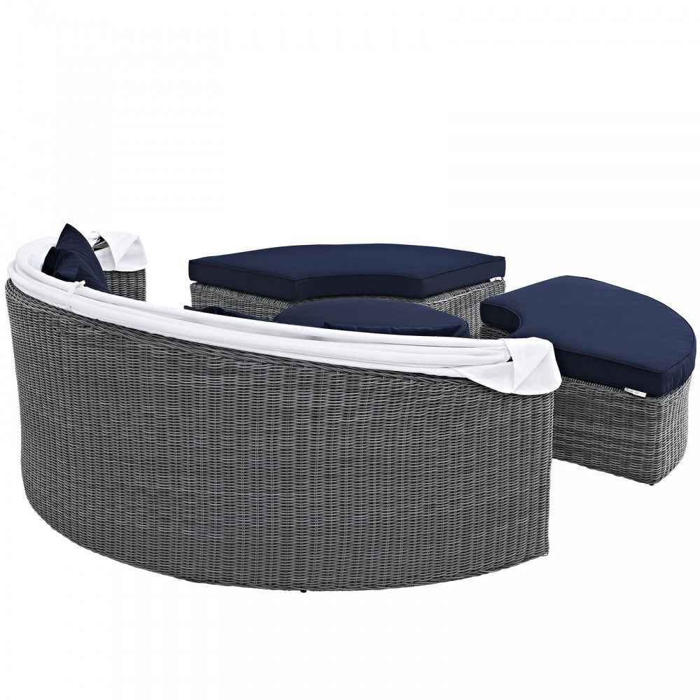 Summon Canopy Outdoor Patio Sunbrella Daybed, Canvas Navy