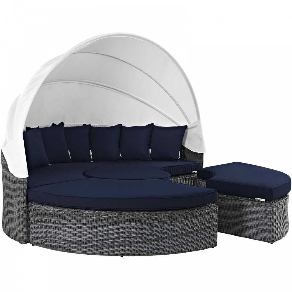 Summon Canopy Outdoor Patio Sunbrella Daybed, Canvas Navy