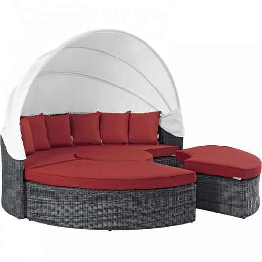 Summon Canopy Outdoor Patio Sunbrella Daybed, Canvas Red