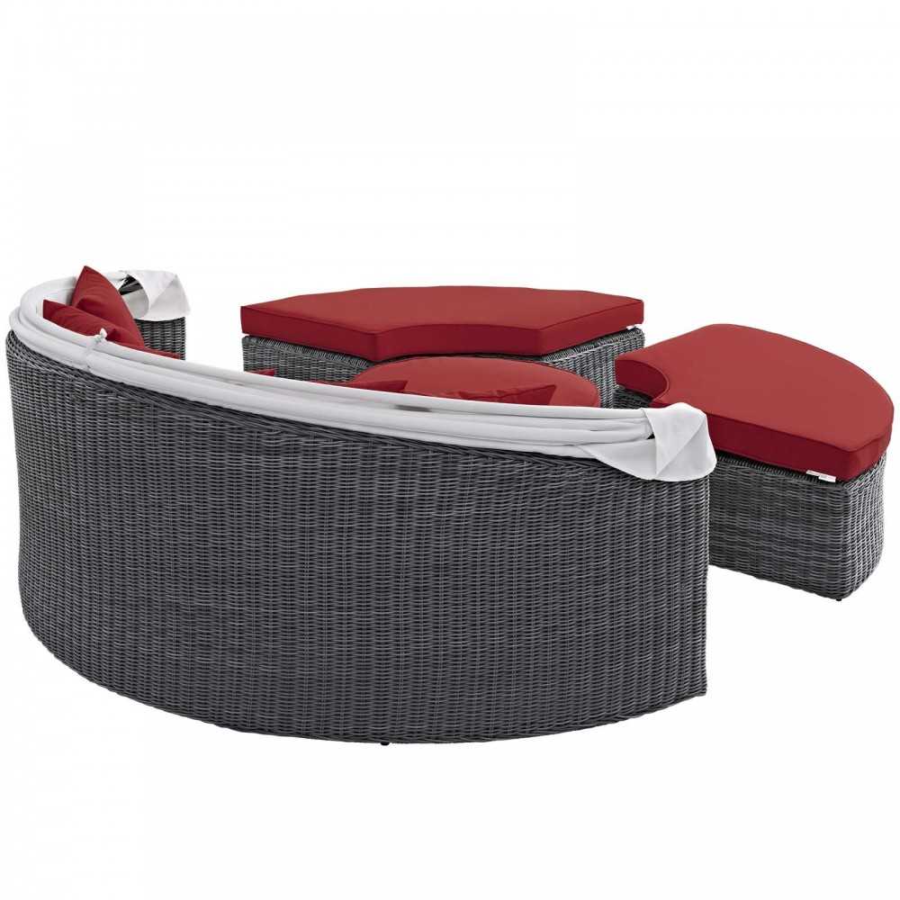 Summon Canopy Outdoor Patio Sunbrella Daybed, Canvas Red