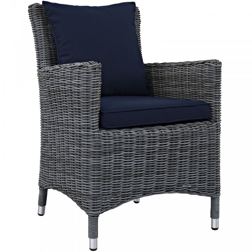 Summon Dining Outdoor Patio Sunbrella Armchair, Canvas Navy