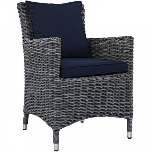 Summon Dining Outdoor Patio Sunbrella Armchair, Canvas Navy