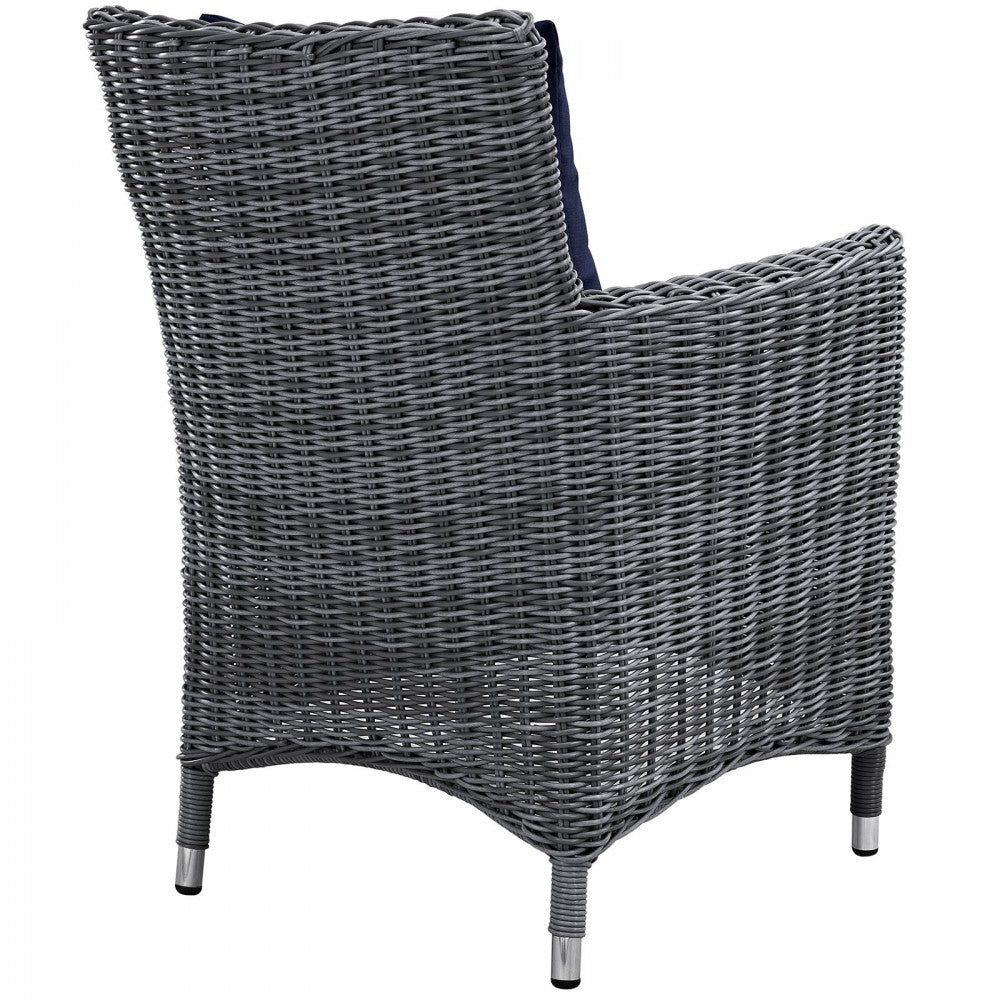 Summon Dining Outdoor Patio Sunbrella Armchair, Canvas Navy