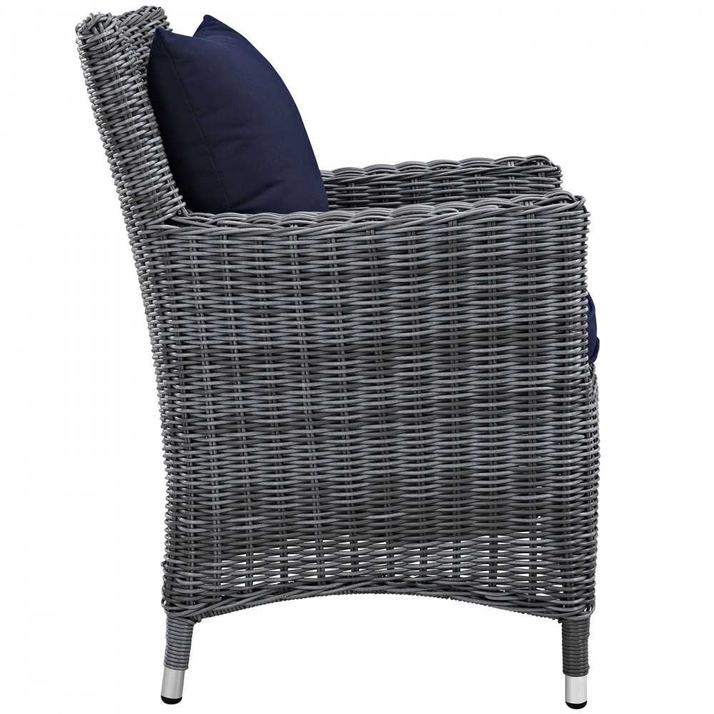 Summon Dining Outdoor Patio Sunbrella Armchair, Canvas Navy