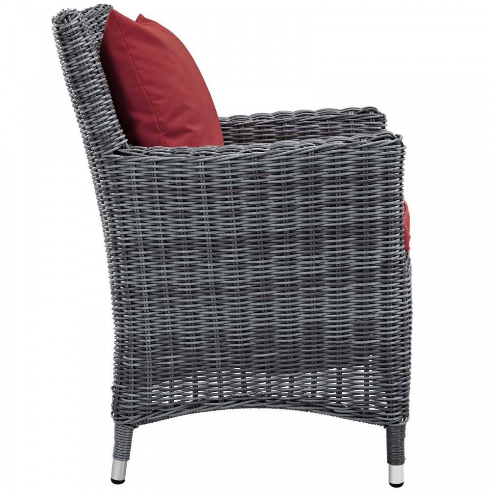Summon Dining Outdoor Patio Sunbrella Armchair, Canvas Red