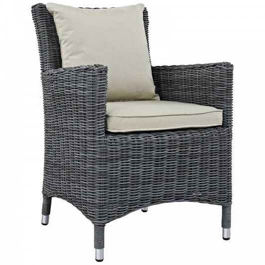Summon Dining Outdoor Patio Sunbrella Armchair, Antique Canvas Beige