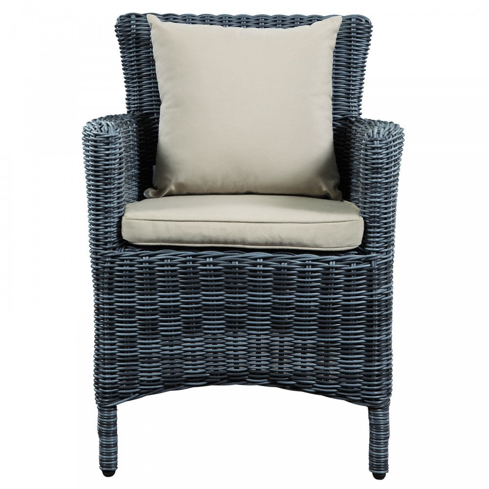Summon Dining Outdoor Patio Sunbrella Armchair, Antique Canvas Beige