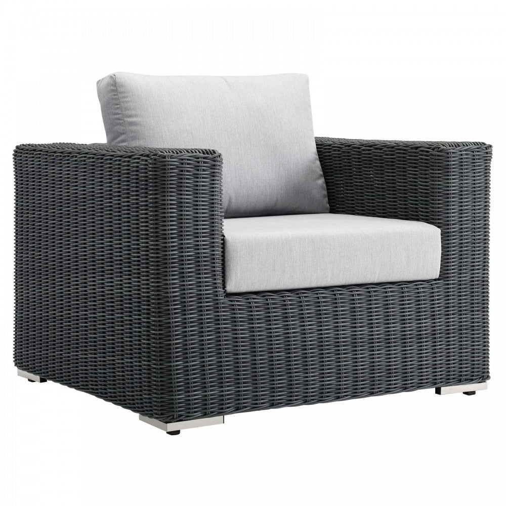 Summon Outdoor Patio Fabric Sunbrella Armchair, Canvas Gray