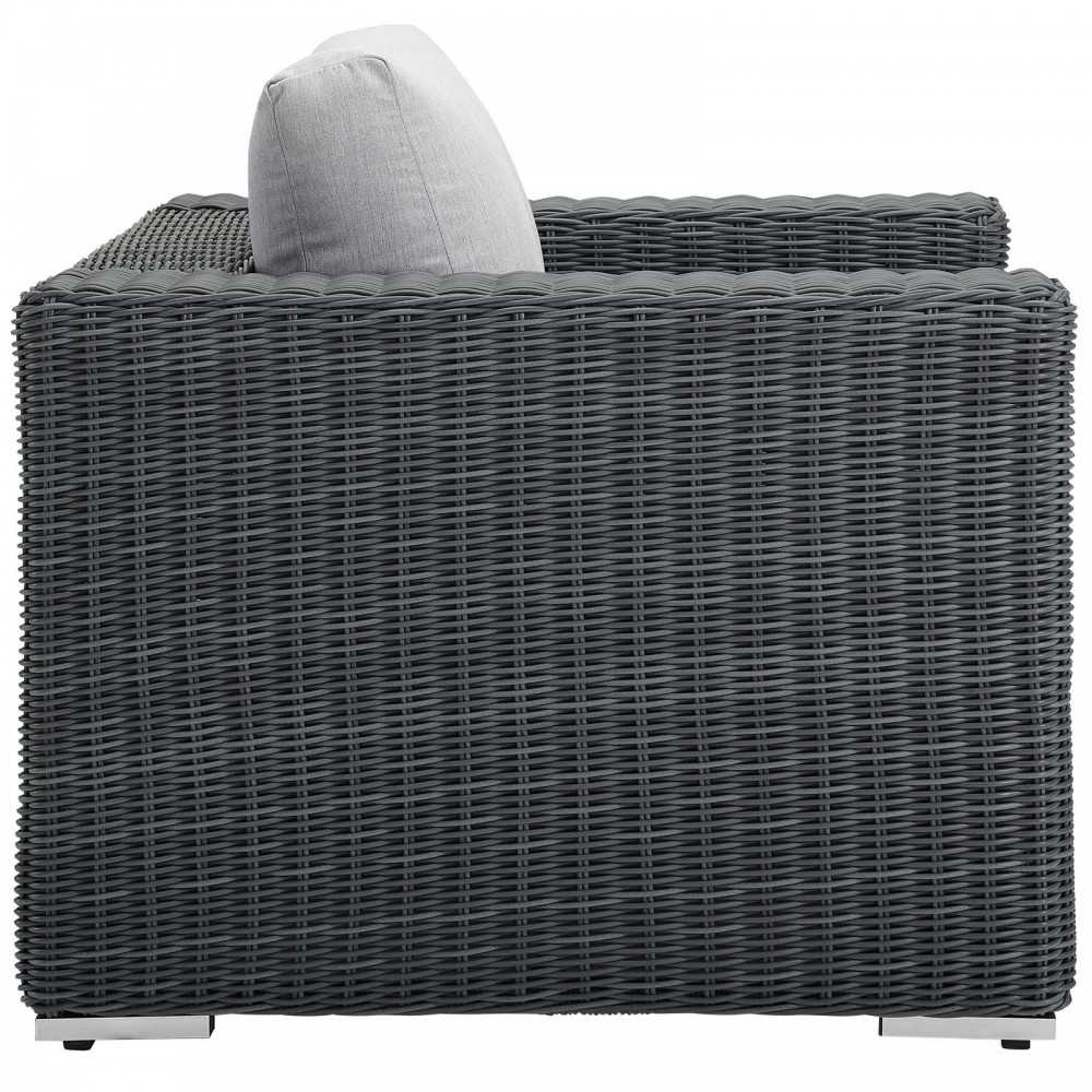 Summon Outdoor Patio Fabric Sunbrella Armchair, Canvas Gray