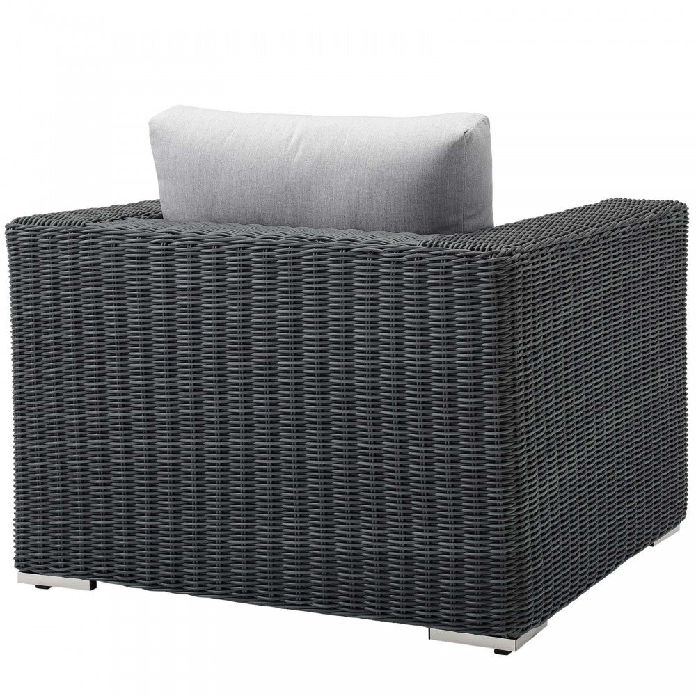 Summon Outdoor Patio Fabric Sunbrella Armchair, Canvas Gray
