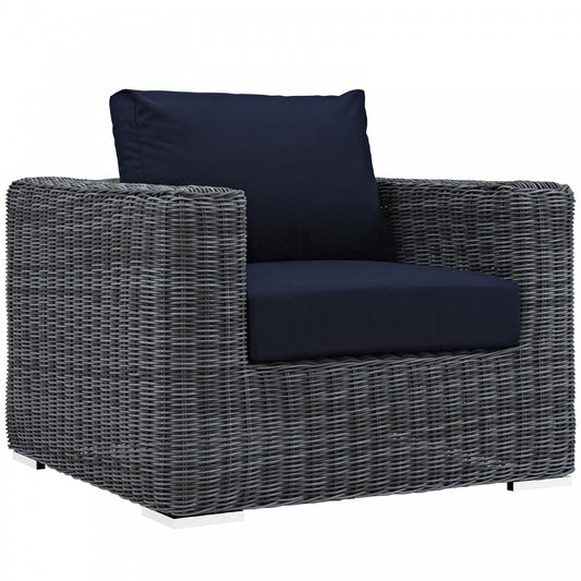 Summon Outdoor Patio Fabric Sunbrella Armchair, Canvas Navy