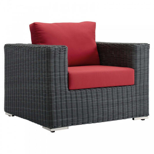 Summon Outdoor Patio Fabric Sunbrella Armchair, Canvas Red