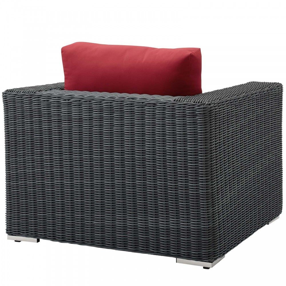 Summon Outdoor Patio Fabric Sunbrella Armchair, Canvas Red