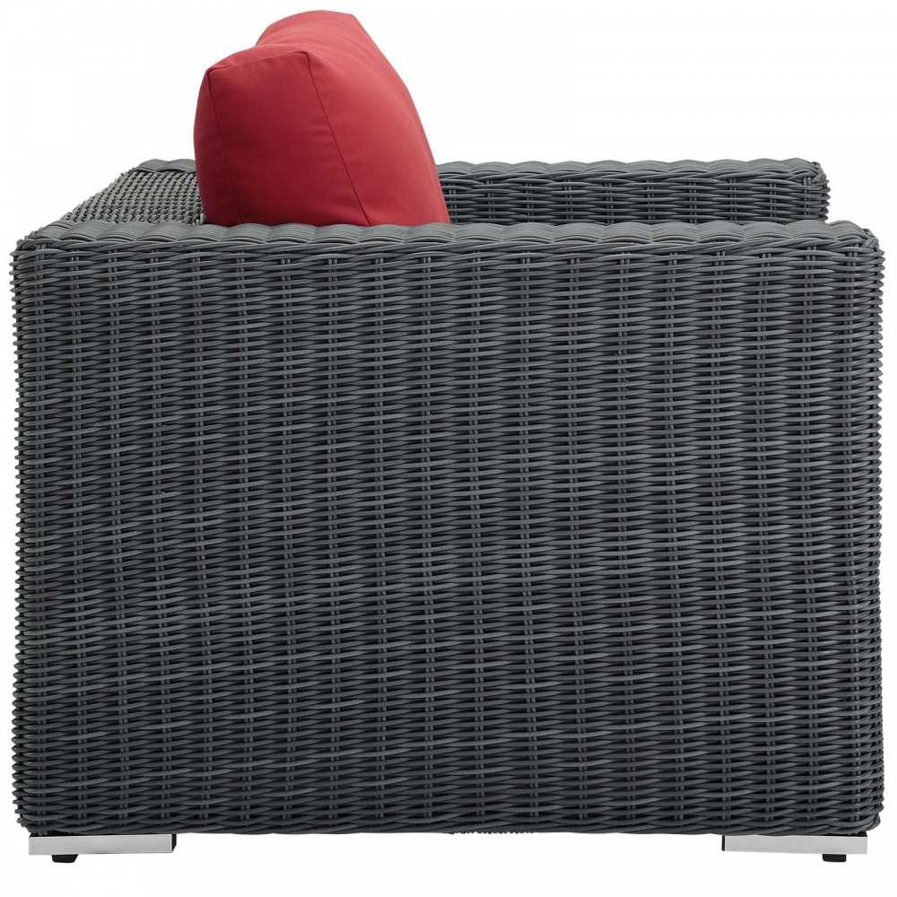 Summon Outdoor Patio Fabric Sunbrella Armchair, Canvas Red
