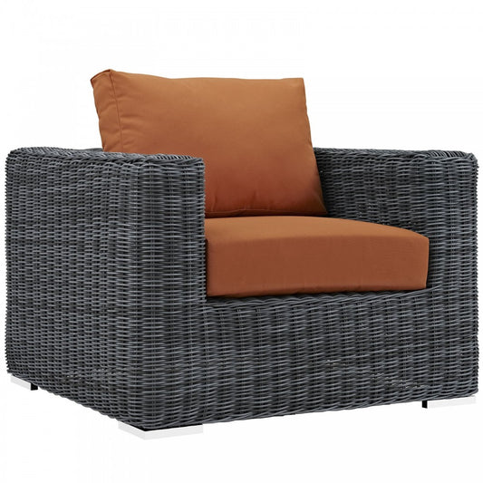 Summon Outdoor Patio Fabric Sunbrella Armchair, Canvas Tuscan