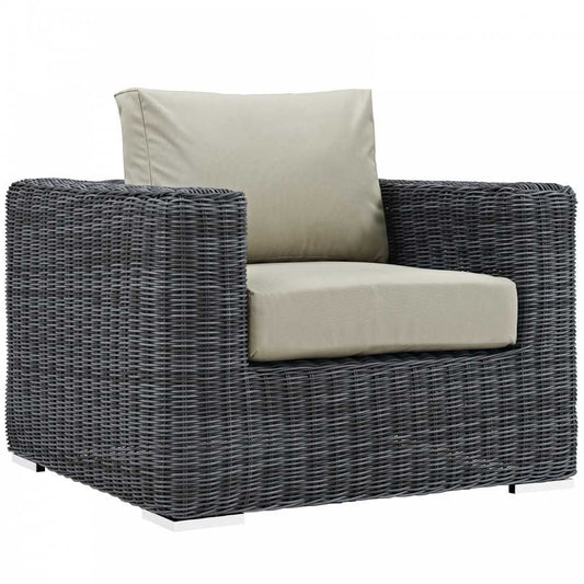 Summon Outdoor Patio Fabric Sunbrella Armchair, Canvas Antique Beige