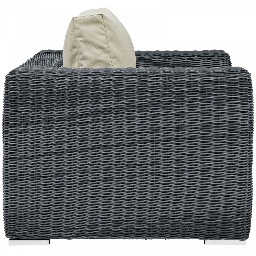 Summon Outdoor Patio Fabric Sunbrella Armchair, Canvas Antique Beige