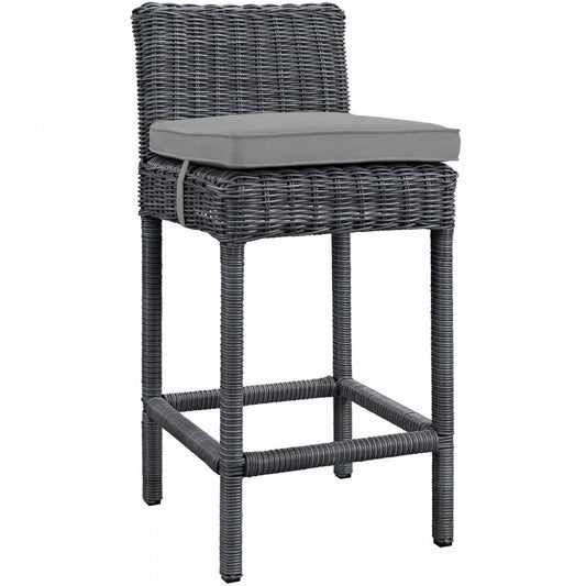 Summon Outdoor Patio Sunbrella Bar Stool, Gray Gray