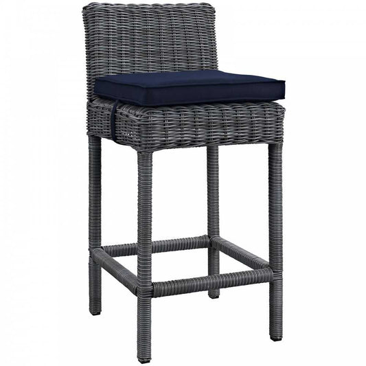 Summon Outdoor Patio Sunbrella Bar Stool, Canvas Navy