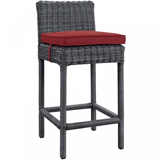 Summon Outdoor Patio Sunbrella Bar Stool, Gray Red