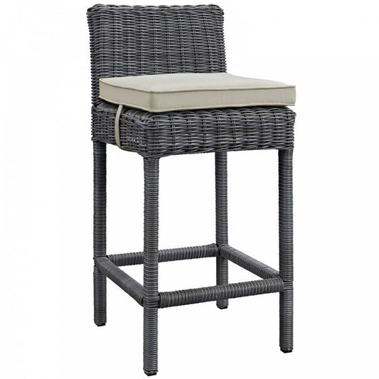 Summon Outdoor Patio Sunbrella Bar Stool, Antique Canvas Beige