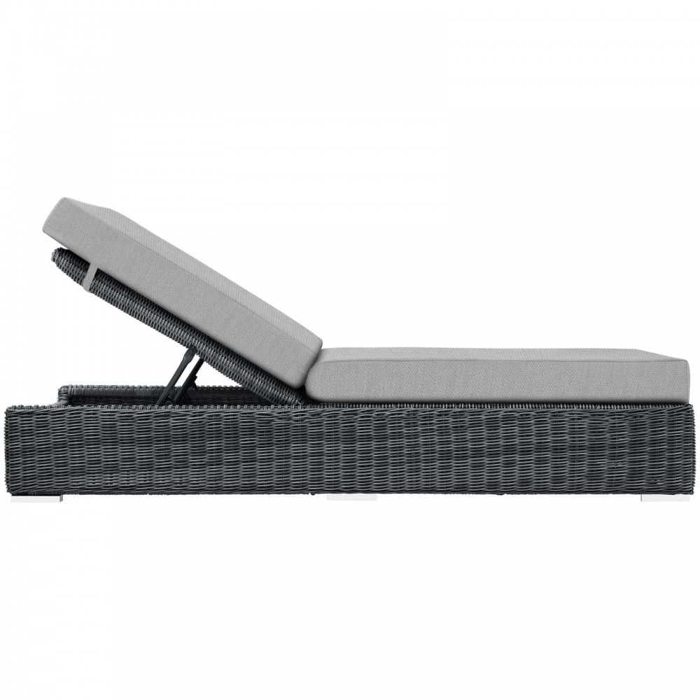 Summon Outdoor Patio Sunbrella Chaise Lounge, Canvas Gray