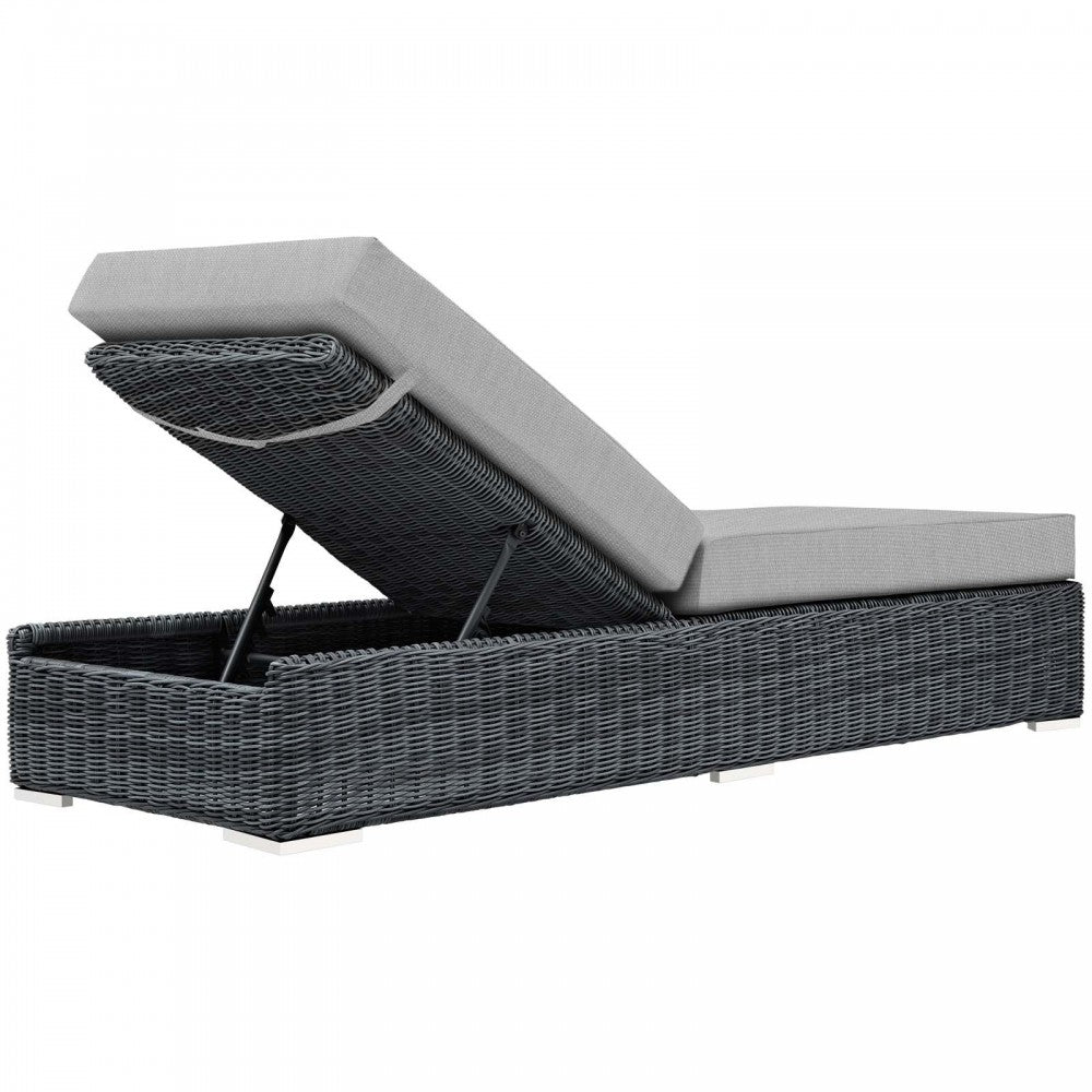 Summon Outdoor Patio Sunbrella Chaise Lounge, Canvas Gray